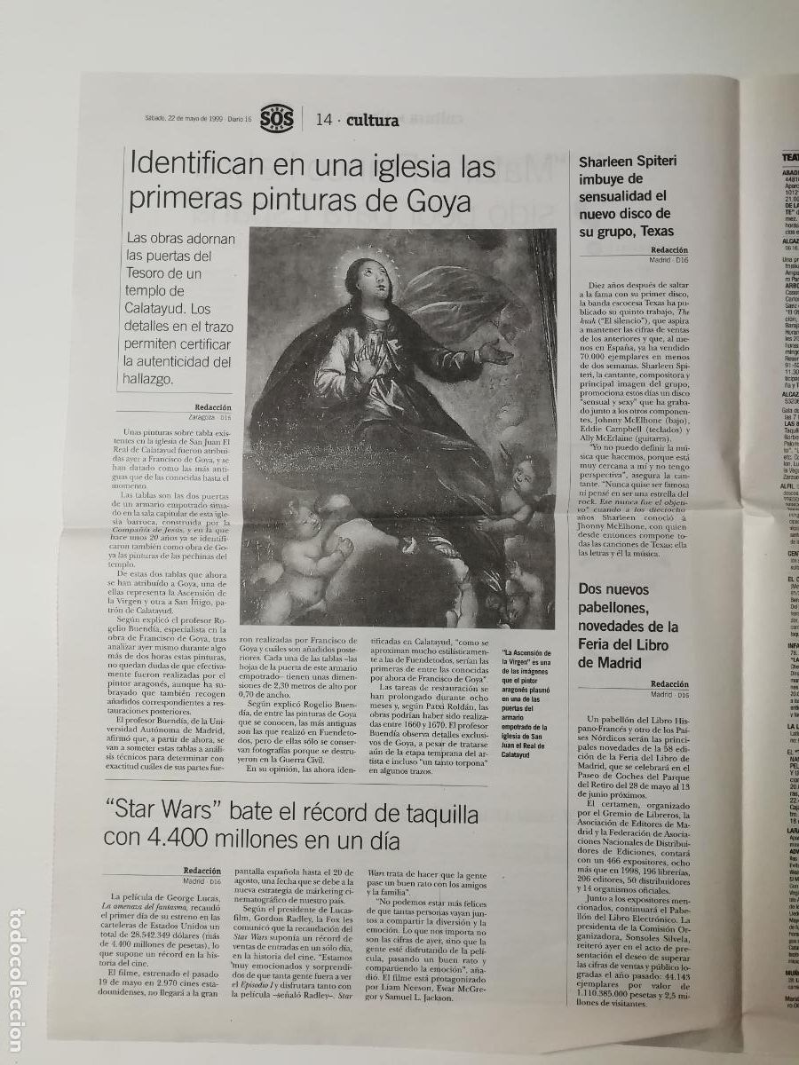 Collezionismo di Riviste e Giornali: Tesoro Calatayud Identificaci&oacute;n Goya El desfile de la victoria Antonio G&oacute;mez Rufo Diario 16 1999