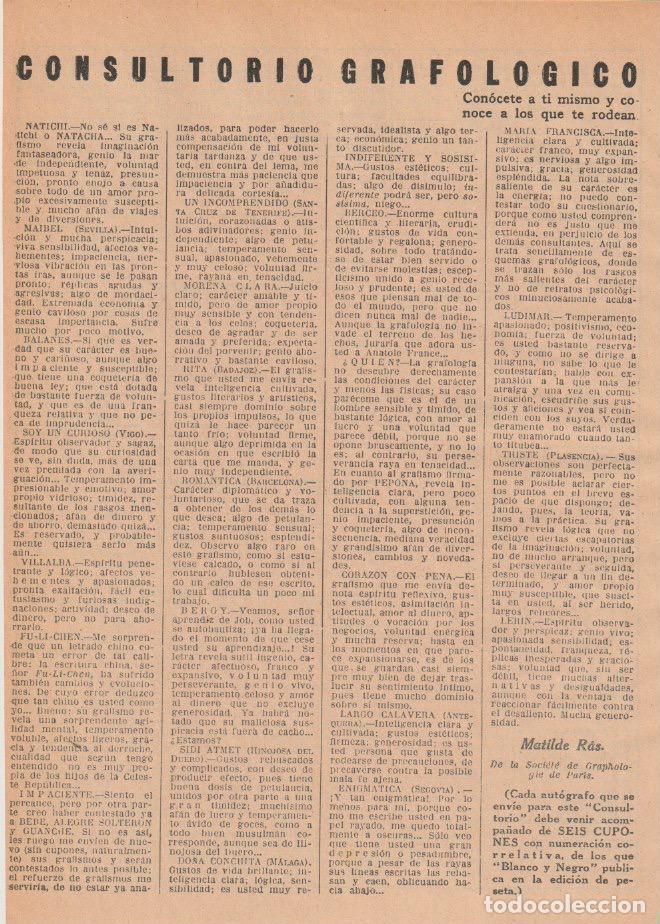 Coleccionismo de revistas y peri&oacute;dicos: * GRAFOLOG&Iacute;A * Consultorio grafol&oacute;gico de Matilde Ras (Natichi) -1935