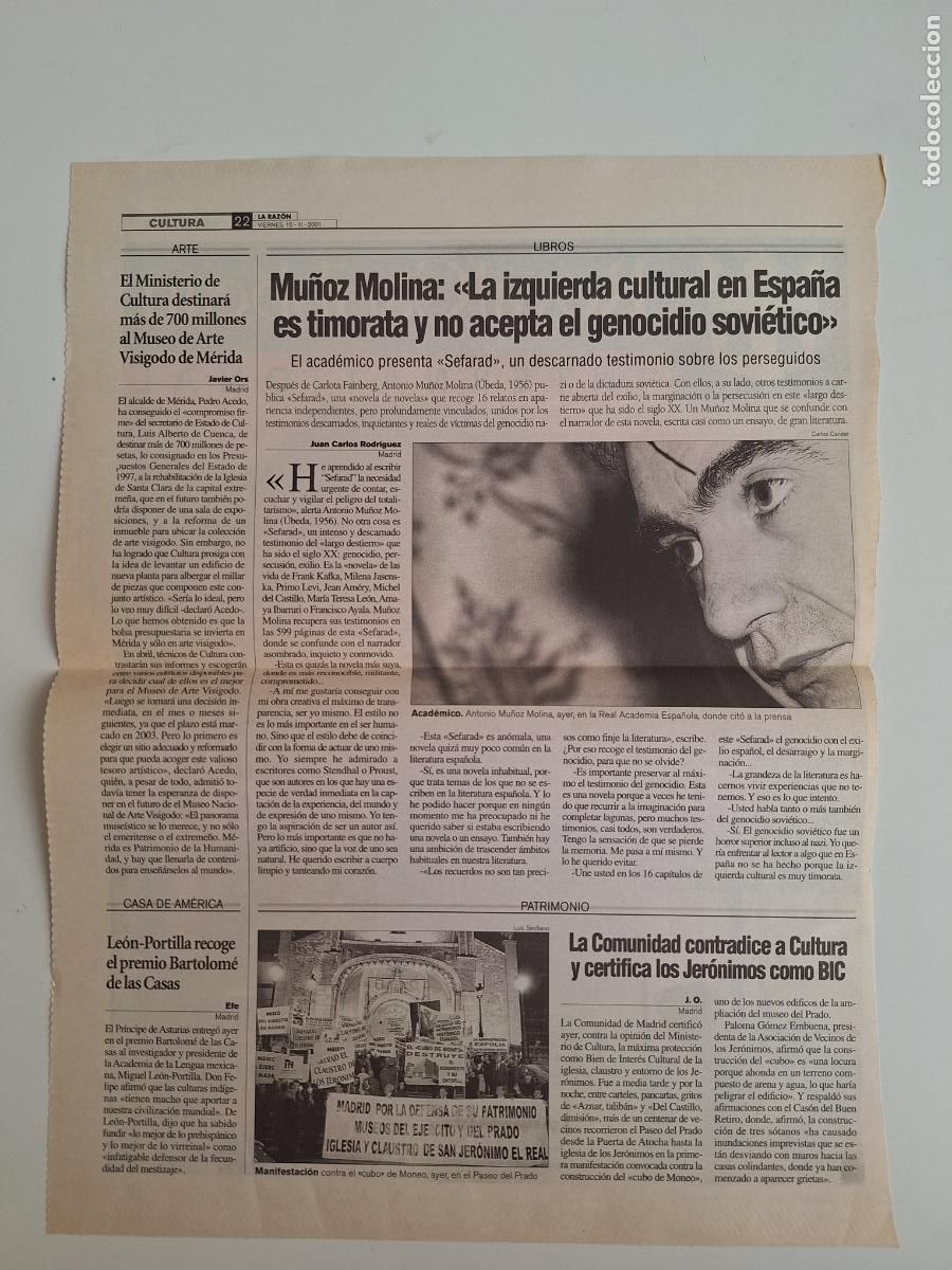 Coleccionismo de Revistas y Peri&oacute;dicos: Iglesia Jer&oacute;nimos declarada BIC Museo del Prado Museo Visigodo M&eacute;rida Mu&ntilde;oz Molina La Raz&oacute;n 2001