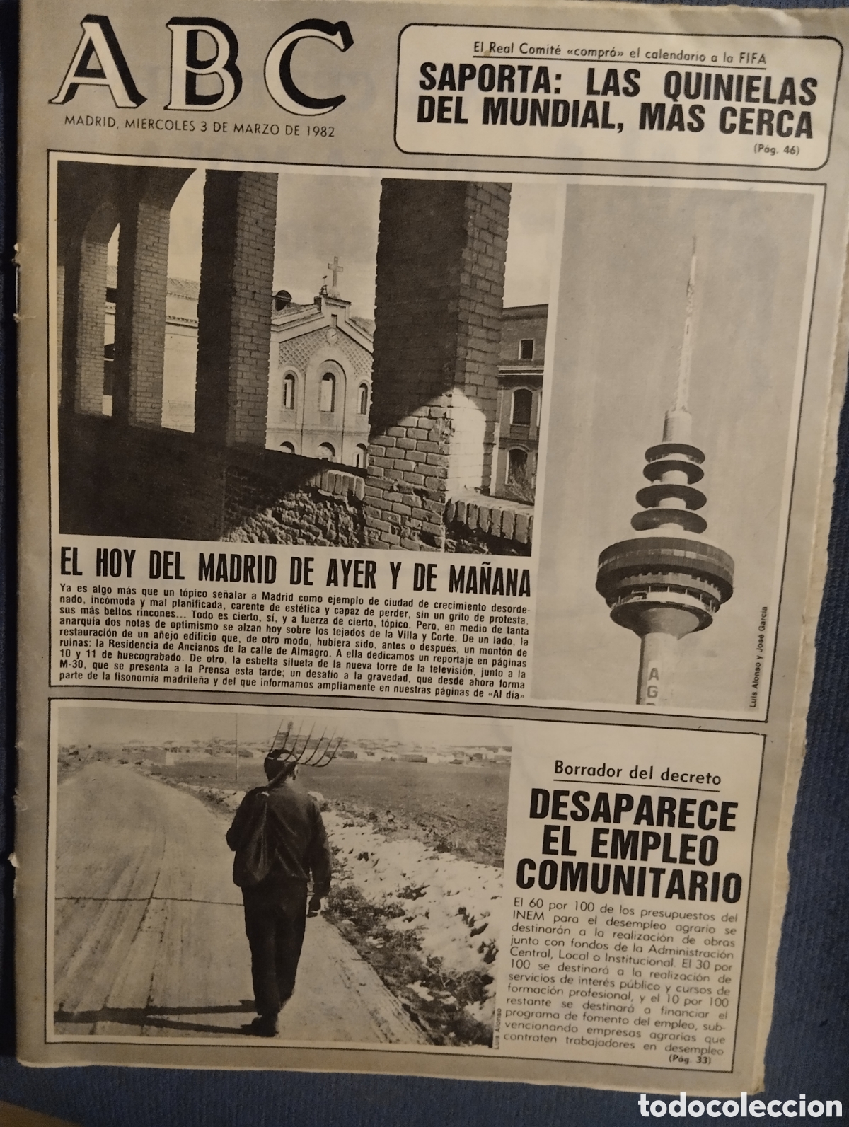 Coleccionismo de Revistas y Peri&oacute;dicos: PERI&Oacute;DICO ABC, MI&Eacute;RCOLES 3 DE MARZO DE 1982