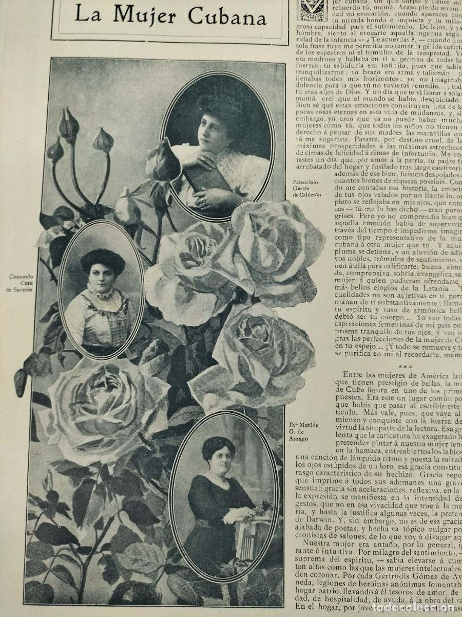 Collezionismo di Riviste e Giornali: LA MUJER CUBANA MATILDE ARANGO CONSUELO CARO SACERIO MATILDE RAYNERI 2 HOJAS A&Ntilde;O 1911