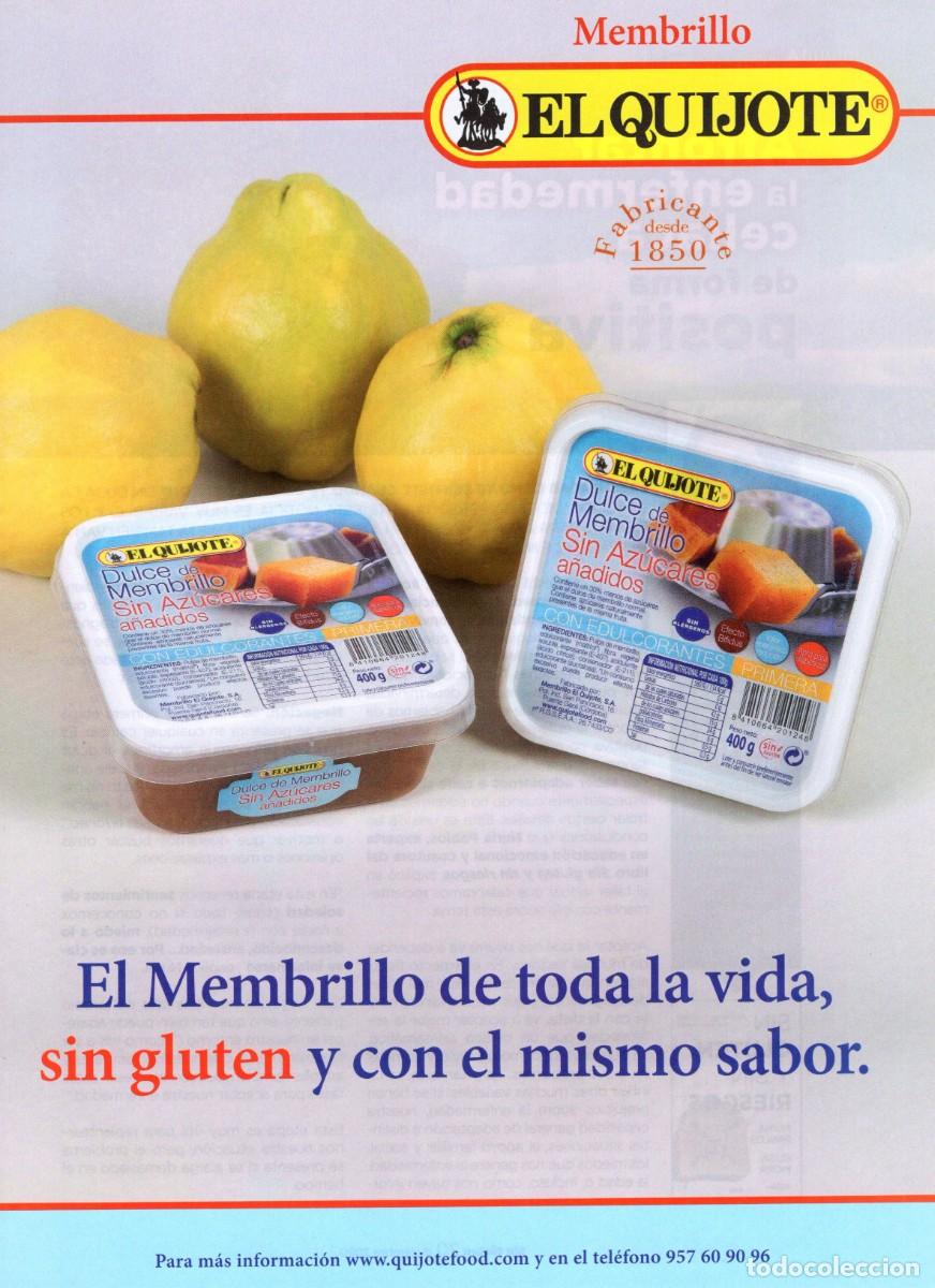 Coleccionismo de revistas y peri&oacute;dicos: Publicidad Revista Sin Gluten. Membrillo EL QUIJOTE. Sin gluten. Diciembre 2020.