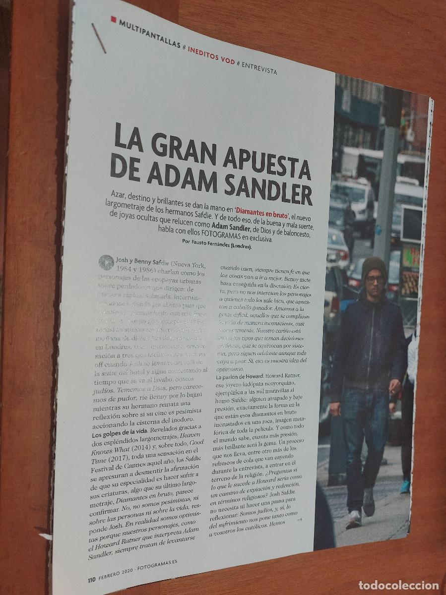 Coleccionismo de revistas y peri&oacute;dicos: DIAMANTES EN BRUTO. ADAM SANDLER. 3 P&Aacute;GINAS GRAPA. ART&Iacute;CULO EXTRAIDO DE REVISTA. BUEN ESTADO