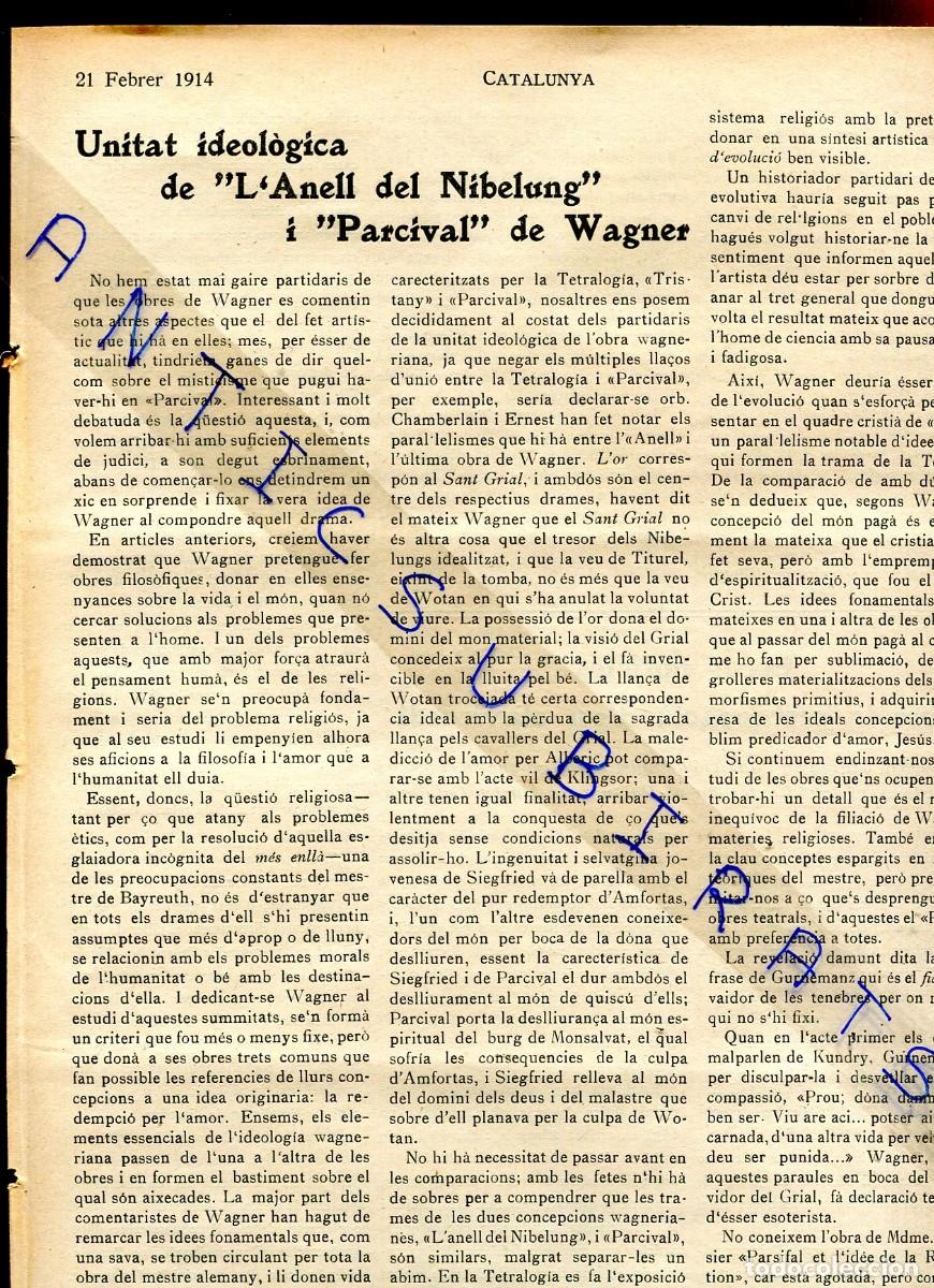Coleccionismo de Revistas y Peri&oacute;dicos: REVISTA A&Ntilde;O 1914 WAGNER EL ANILLO DEL NIBELUNGO PARSIFAL RESTAURACION DE CLAVE CALVICORDE CLAVICORDI