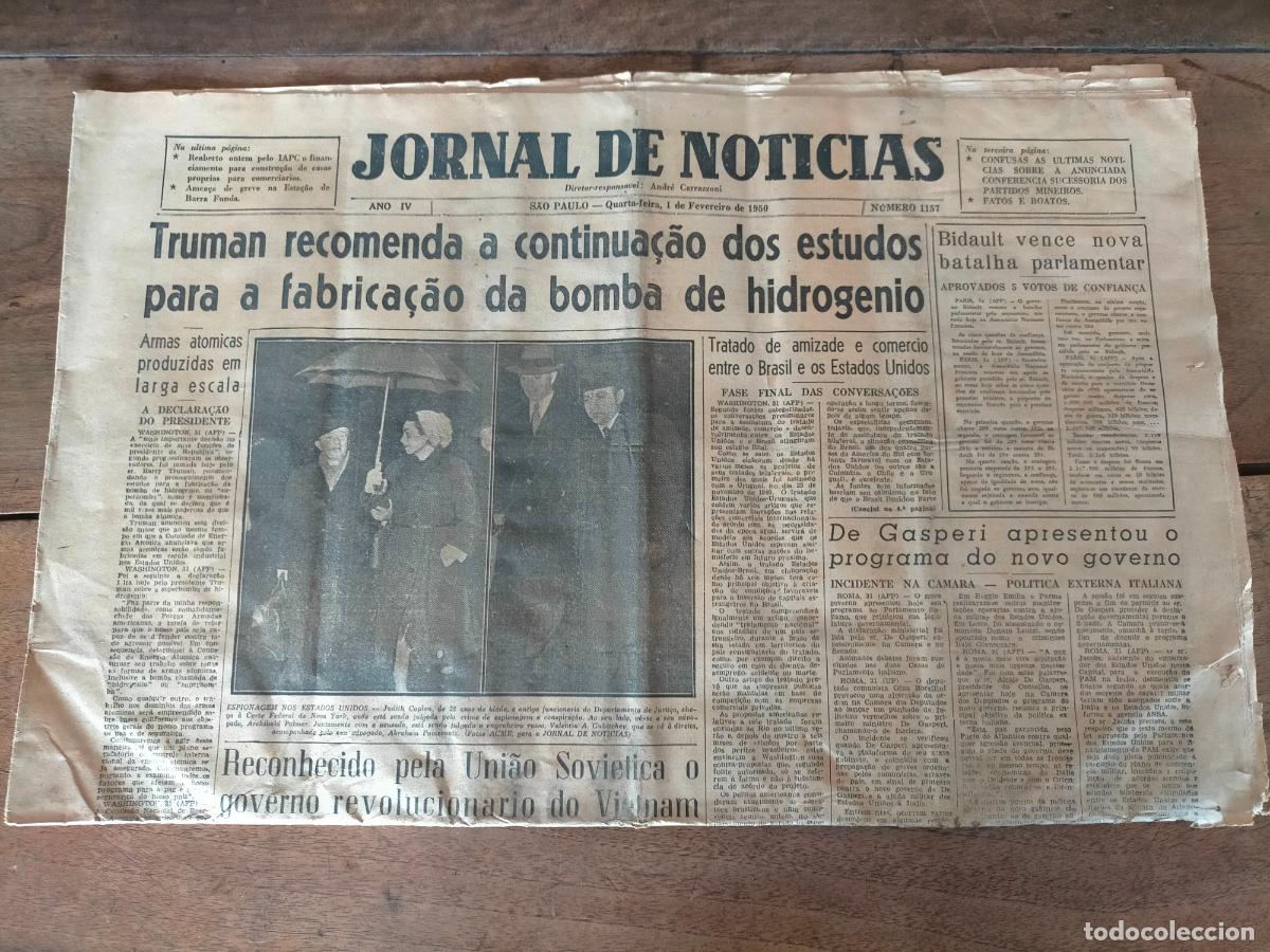 Sammeln von Zeitschriften und Zeitungen: Jornal de noticias ano IV 1 de Fevreiro de 1950 n&ordm;1157 Truman fabrica&ccedil;ao da bomba de hidrogenio