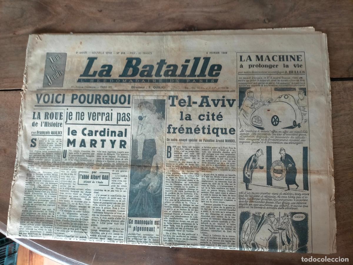 Sammeln von Zeitschriften und Zeitungen: Revista La Bataille l'hebdomadaire de Paris 5 f&eacute;vrier 1949 Tel-Aviv cit&eacute; fr&eacute;n&eacute;tique Cardinal Martyr