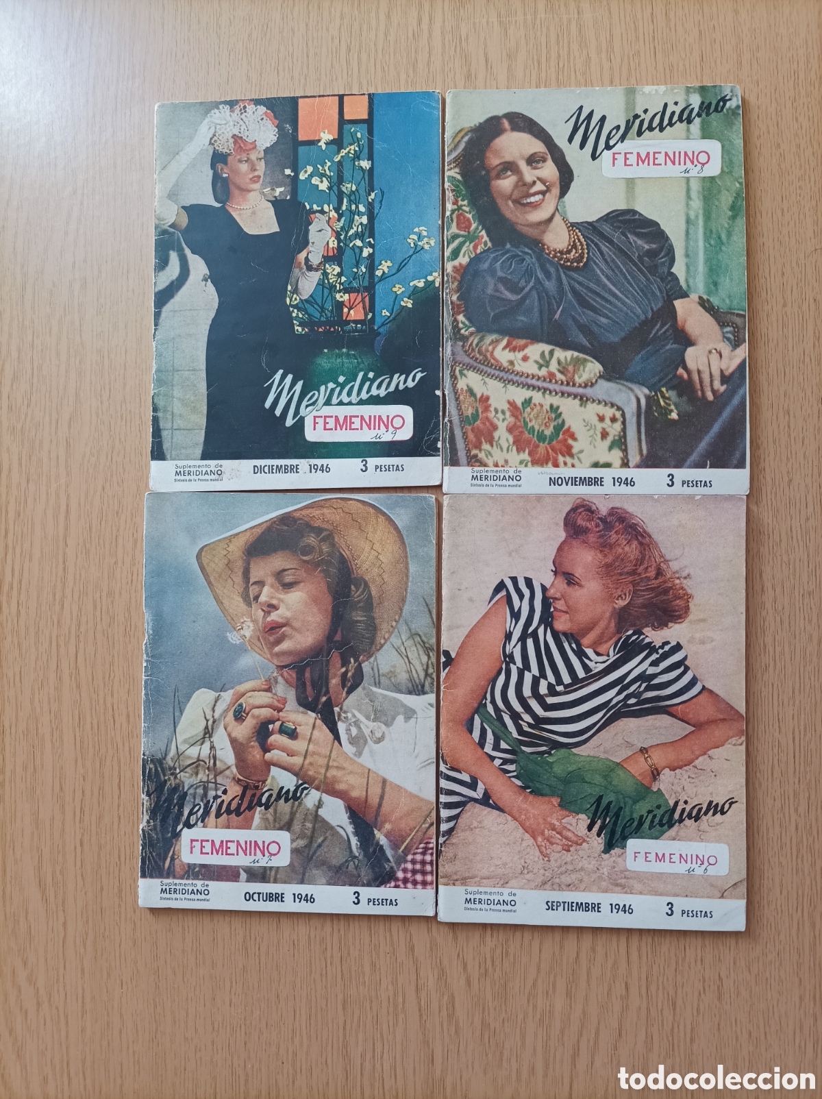 Collectionnisme de Revues et Journaux: Meridiano Femenino. Cuatro ejemplares, de septiembre 1946 a diciembre 1946.