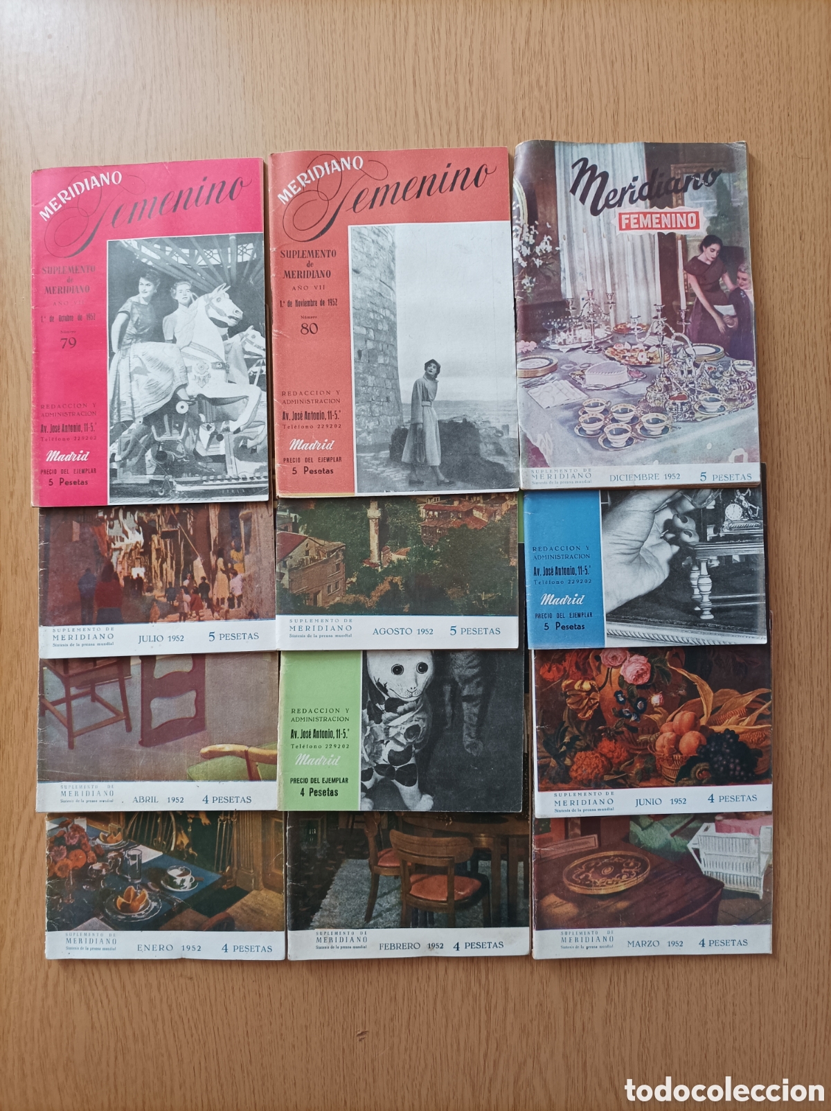 Sammeln von Zeitschriften und Zeitungen: Meridiano Femenino. 12 n&uacute;meros. 1952.