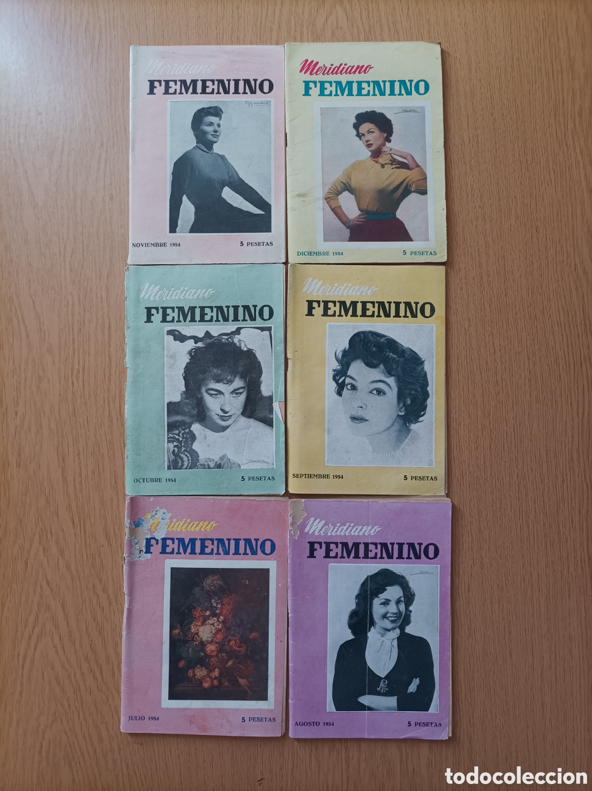 Collectionnisme de Revues et Journaux: Meridiano Femenino. 6 n&uacute;meros, agosto a diciembre de 1954
