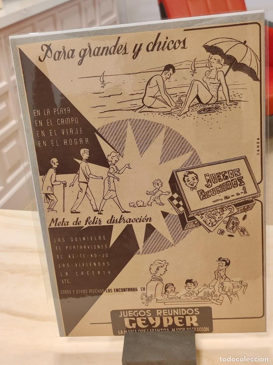 Coleccionismo de Revistas y Peri&oacute;dicos: HOJA PUBLICIDAD REVISTA ORIGINAL CIRCA 1960. JUEGOS REUNIDOS GEYPER