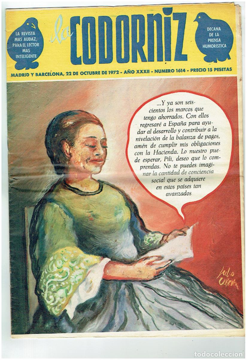 Coleccionismo de Revistas y Peri&oacute;dicos: LA CODORNIZ. N&ordm; 1614. 22 OCTUBRE 1972. (B/41.2)