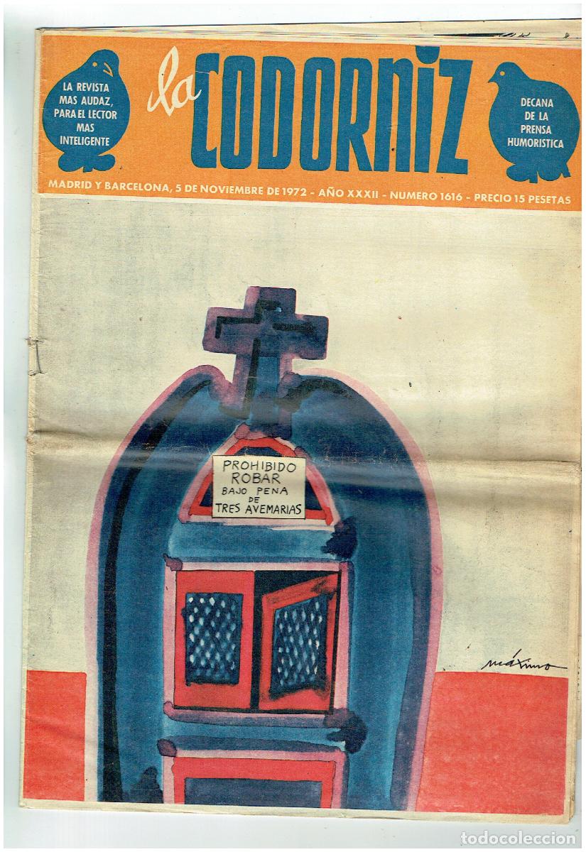 Coleccionismo de Revistas y Peri&oacute;dicos: LA CODORNIZ. N&ordm; 1616. 5 NOVIEMBRE 1972. (B/41.2)