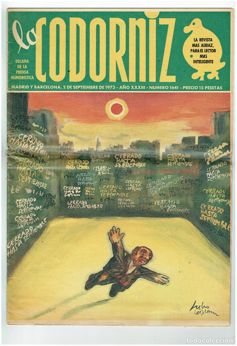 Coleccionismo de Revistas y Peri&oacute;dicos: LA CODORNIZ. N&ordm; 1641. 2 SEPBRE. 1973. (B/41.2)
