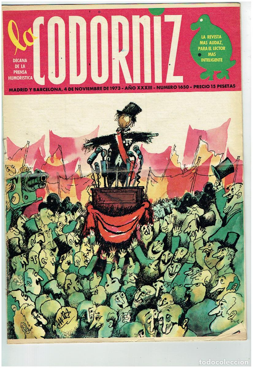 Coleccionismo de Revistas y Peri&oacute;dicos: LA CODORNIZ. N&ordm; 1650. 4 NOVIEMBRE 1973. (B/41.2)