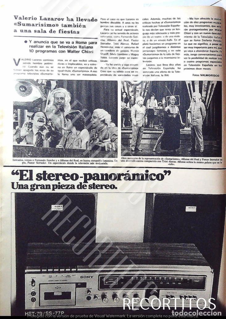 Coleccionismo de revistas y peri&oacute;dicos: SUMARISIMO PASTOR SERRADOR ALFONSO DEL REAL TRINI ALONSO FERNANDO SANCHO MERCEDES MILA SONY STEREO L