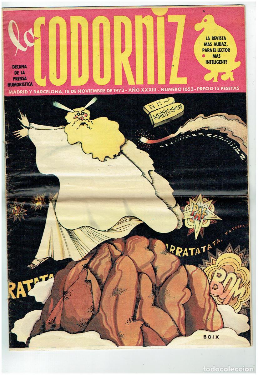 Coleccionismo de Revistas y Peri&oacute;dicos: LA CODORNIZ. N&ordm; 1652. 18 NOVIEMBRE 1973. (B/41.2)