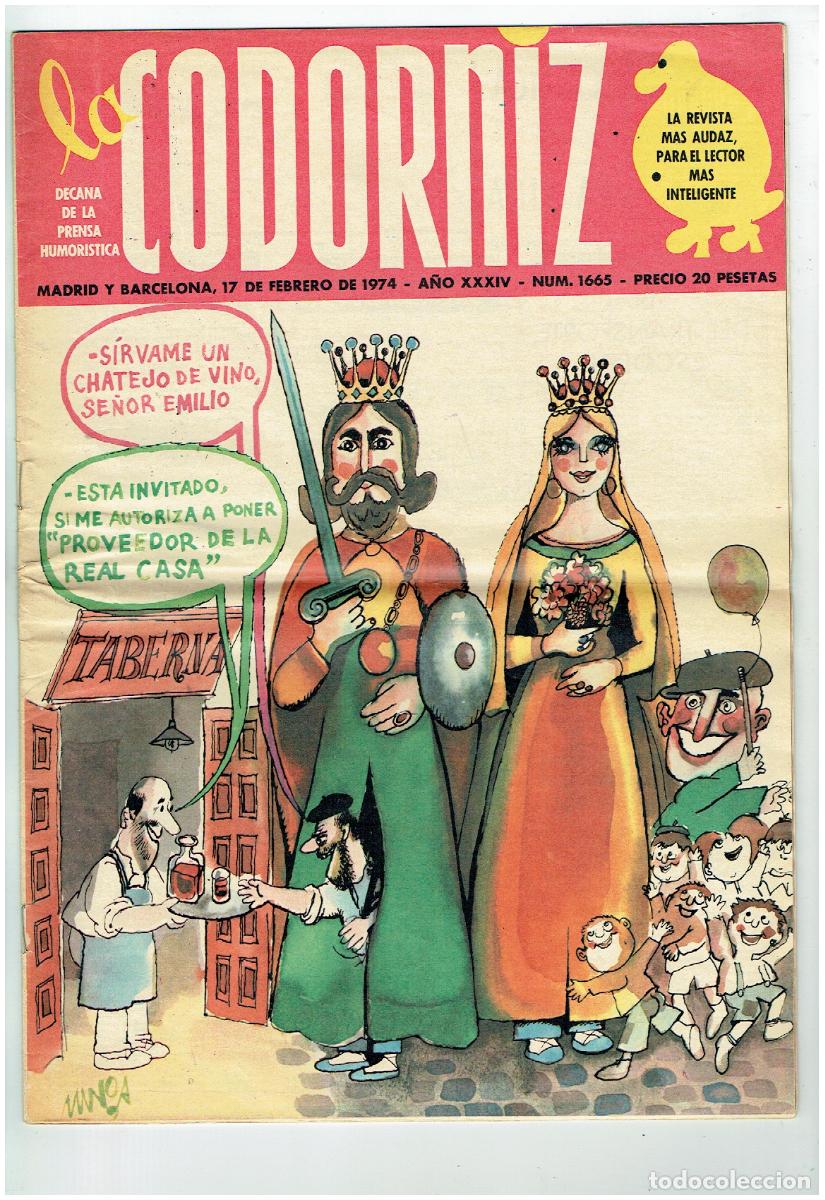 Coleccionismo de Revistas y Peri&oacute;dicos: LA CODORNIZ. N&ordm; 1665. 17 FEBRERO 1974. (B/41.2)