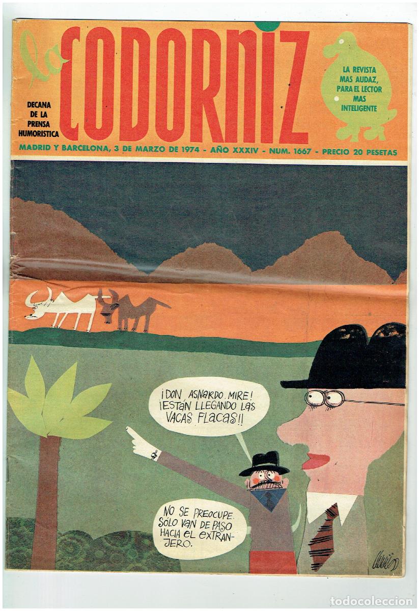 Coleccionismo de Revistas y Peri&oacute;dicos: LA CODORNIZ. N&ordm; 1667. 3 MARZO 1974. (B/41.2)