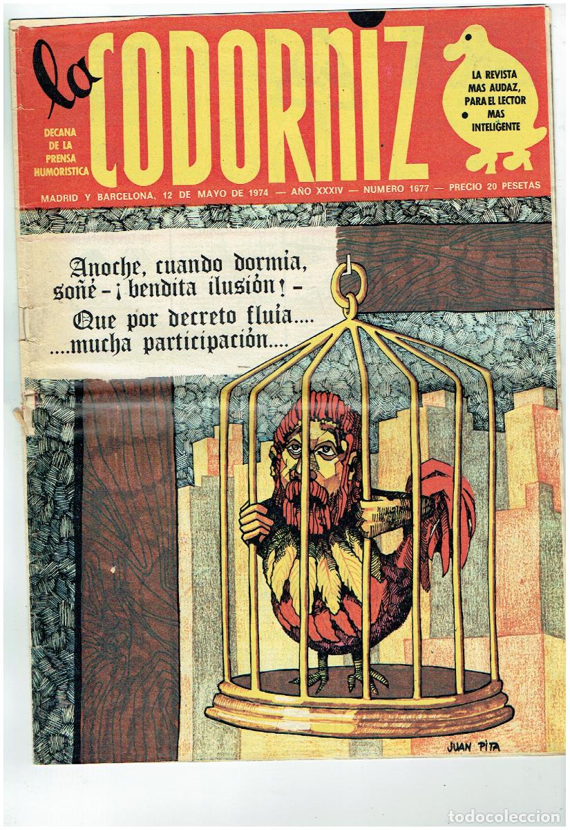 Coleccionismo de Revistas y Peri&oacute;dicos: LA CODORNIZ. N&ordm; 1677. 12 MAYO 1974. (B/41.2)