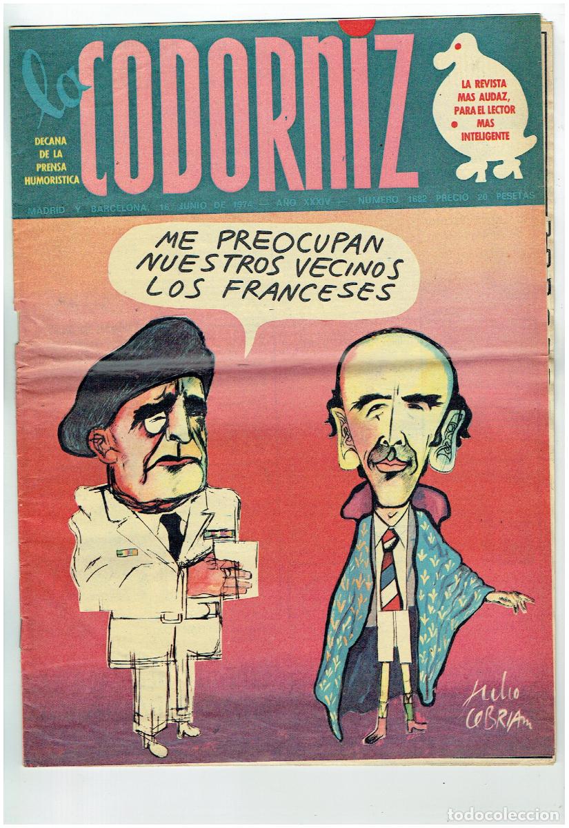 Coleccionismo de Revistas y Peri&oacute;dicos: LA CODORNIZ. N&ordm; 1682. 16 JUNIO 1974. (B/41.2)