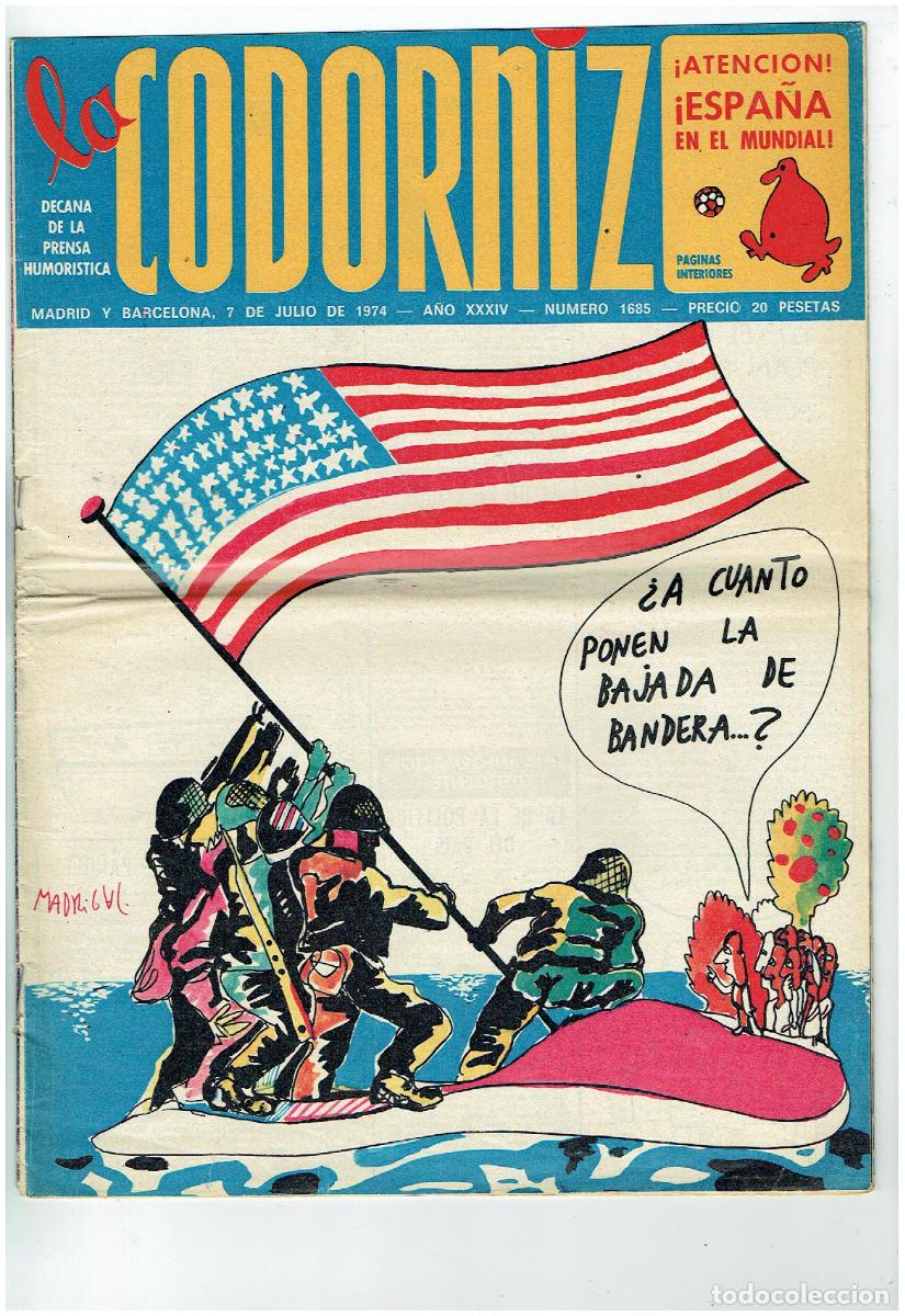 Coleccionismo de Revistas y Peri&oacute;dicos: LA CODORNIZ. N&ordm; 1685. 7 JULIO 1974. (B/41.2)