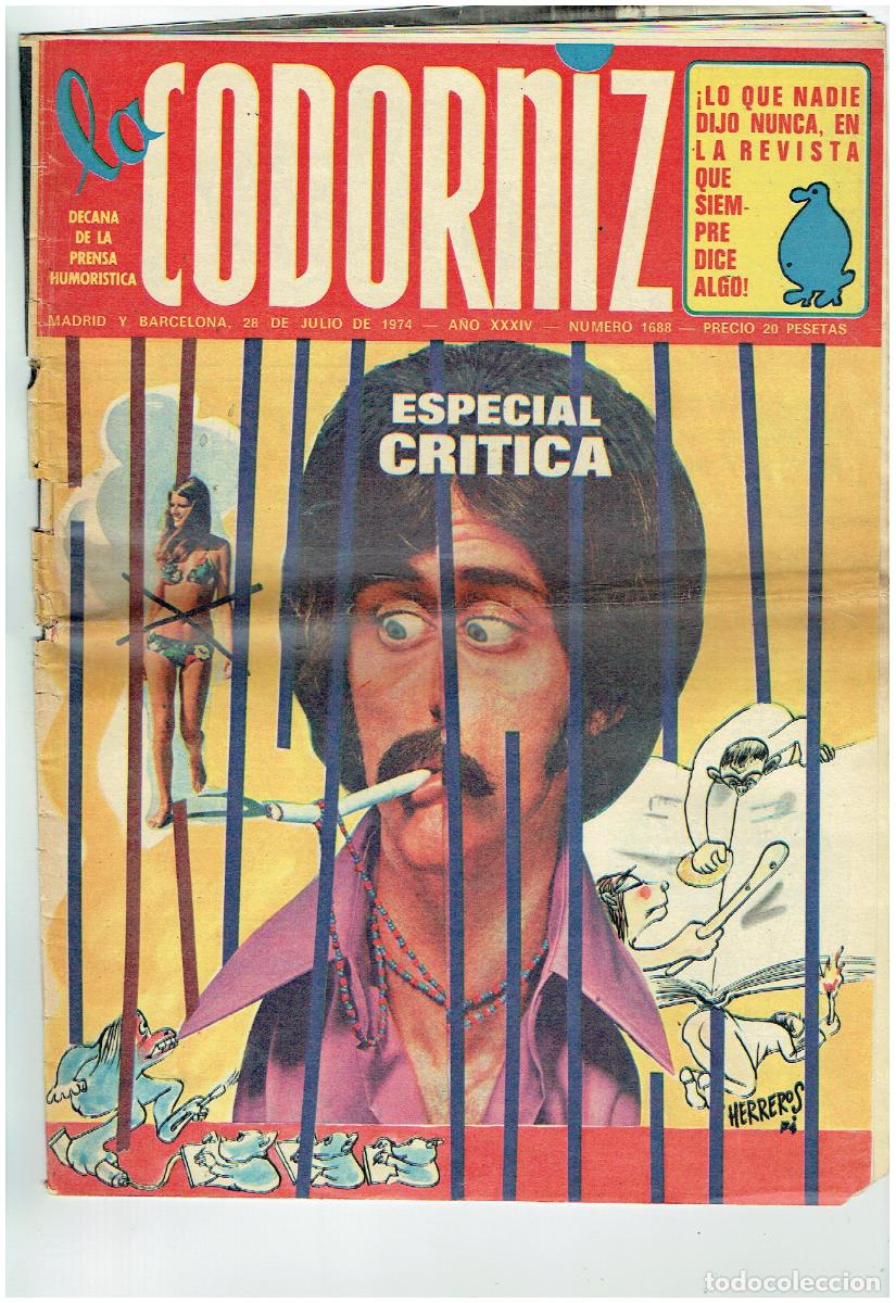 Coleccionismo de Revistas y Peri&oacute;dicos: LA CODORNIZ. N&ordm; 1688. 28 JULIO 1974. (B/41.2)