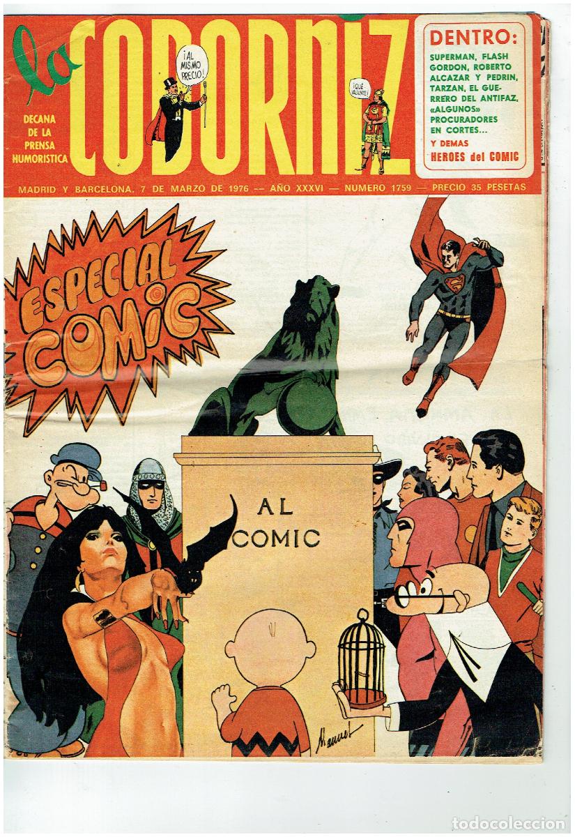 Coleccionismo de Revistas y Peri&oacute;dicos: LA CODORNIZ. N&ordm; 1759. ESPECIAL: COMIC. 7 MARZO 1976. (B/41.2)