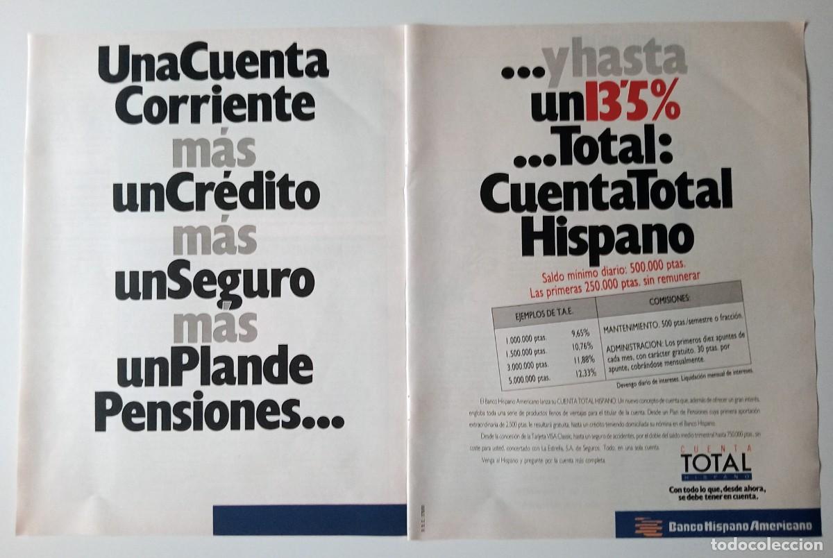 Coleccionismo de revistas y peri&oacute;dicos: BANCO HISPANO AMERICANO ANUNCIO PUBLICITARIO