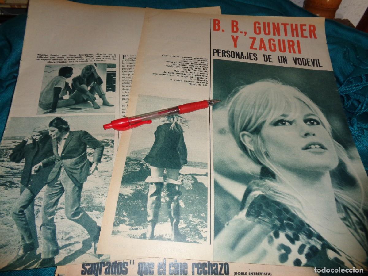 Coleccionismo de Revistas y Peri&oacute;dicos: RECORTE : BRIGITTE BARDOT, GUNTHER Y ZAGURI. FOTOGRAMAS, SEPT 1966