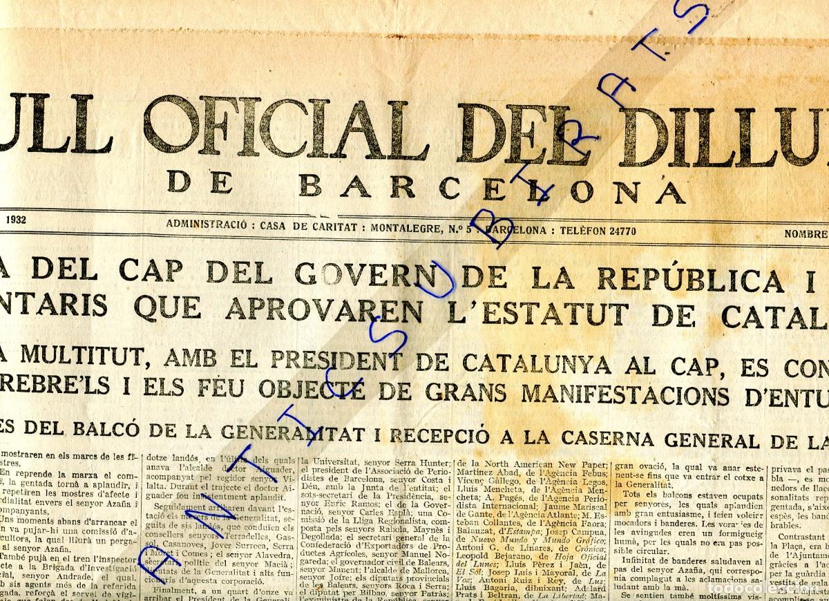 Collection Magazines and Newspapers: PERIODICO A&Ntilde;O 1932 MANUEL AZA&Ntilde;A VISITA MORA DE EBRO CATALU&Ntilde;A UNA VEZ APROVADO EL ESTATUT D CATALUNYA