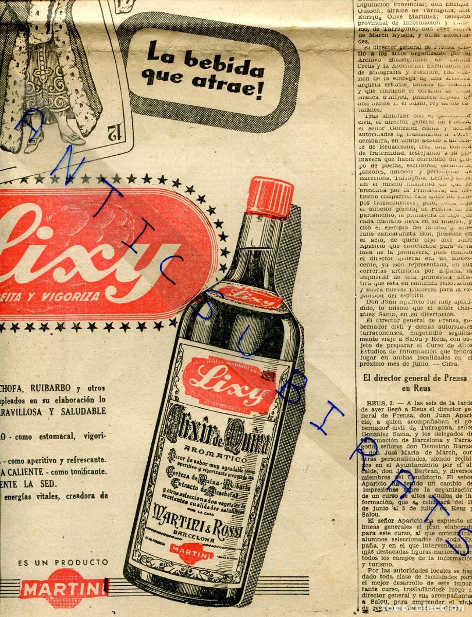 Coleccionismo de Revistas y Peri&oacute;dicos: PERIODICO LA PRENSA A&Ntilde;O 1954 PUBLICIDAD MARTINI LIXY ELIXIR DE QUINA FUTBOL EL CORU&Ntilde;A