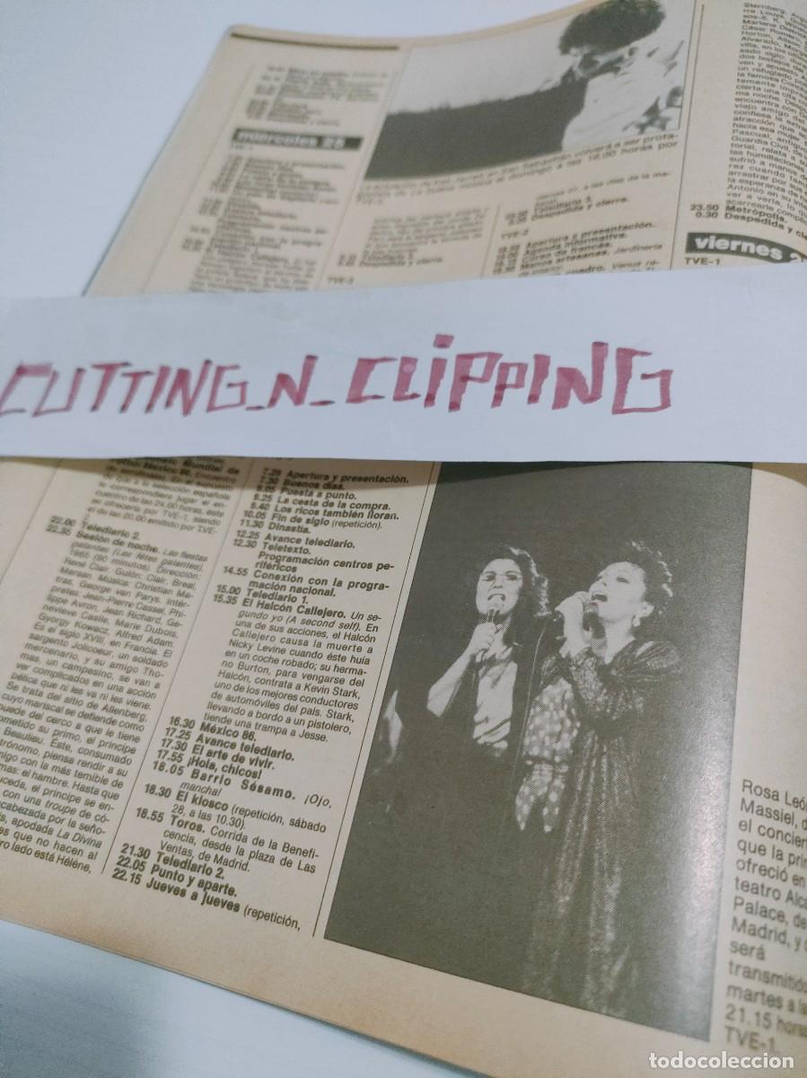 Coleccionismo de Revistas y Peri&oacute;dicos: Clipping PS862206 PROGRAMACION TV ROSA LEON MASSIEL