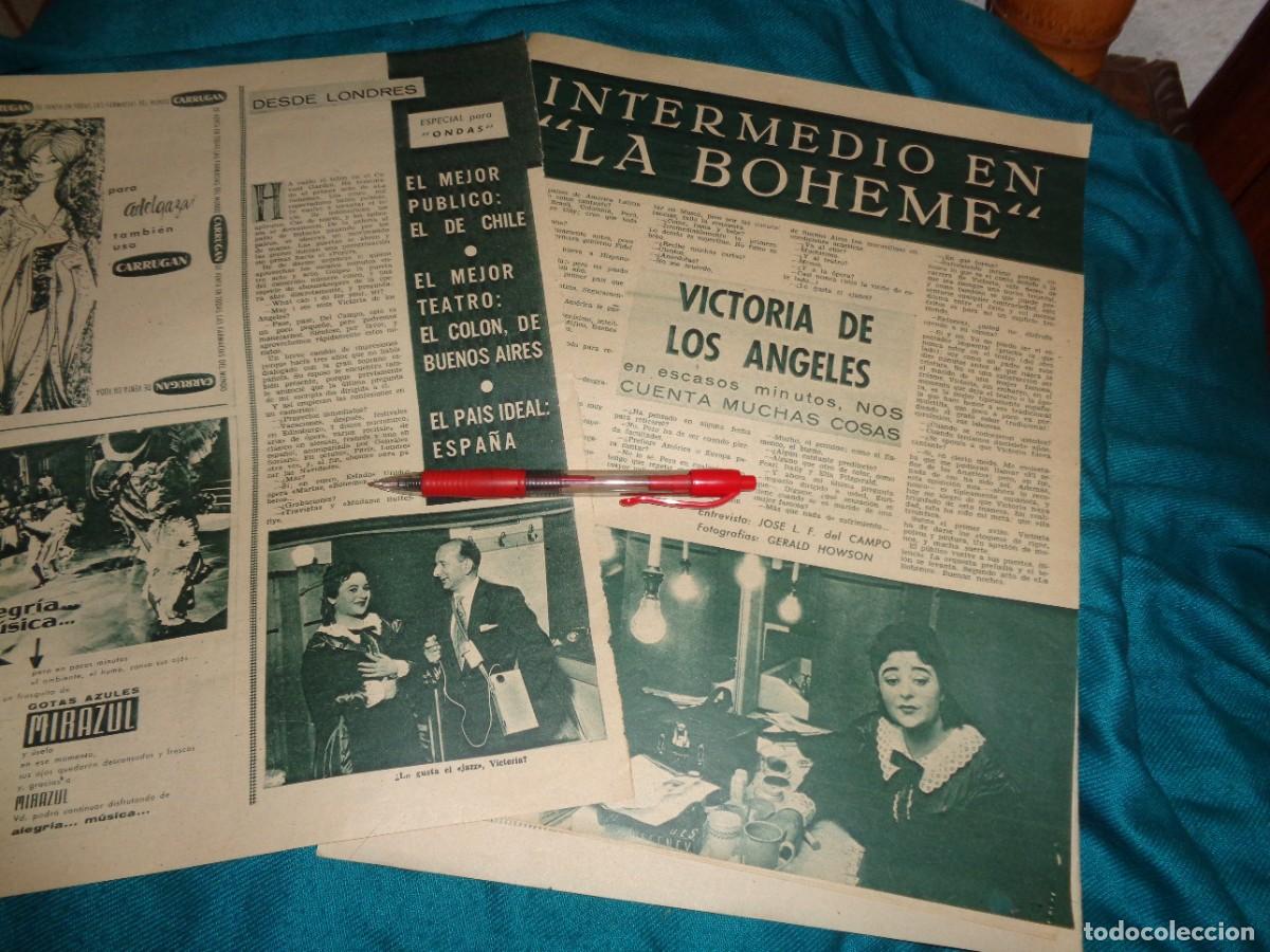 Collezionismo di Riviste e Giornali: RECORTE : ENTREVISTA A VICTORIA DE LOS ANGELES. ONDAS, AGOSTO 1960