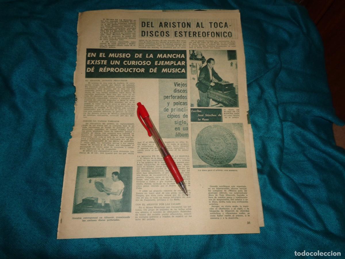 Collezionismo di Riviste e Giornali: RECORTE : DEL ARISTON AL TOCA-DISCOS ESTEREOFONICO .ONDAS, AGOSTO 1960
