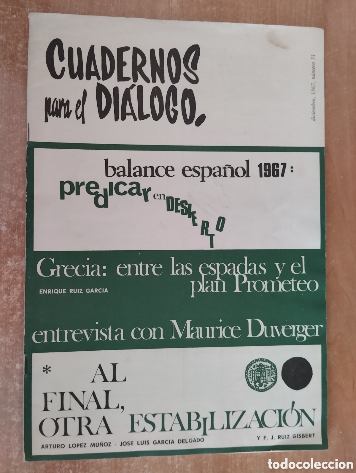 Collection Magazines and Newspapers: Cuadernos para el Di&aacute;logo n&uacute;mero 51