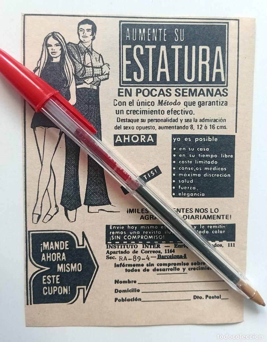 Sammeln von Zeitschriften und Zeitungen: COLECCIONISMO PAPEL PUBLICIDAD: ANUNCIO PUBLICITARIO `AUMENTE SU ESTATURA&acute;