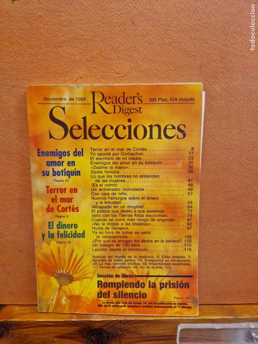 Coleccionismo de revistas y peri&oacute;dicos: SELECCIONES DEL READER'S DIGEST. NOVIEMBRE DE 1994. TERROR EN EL MAR DE CORT&Eacute;S