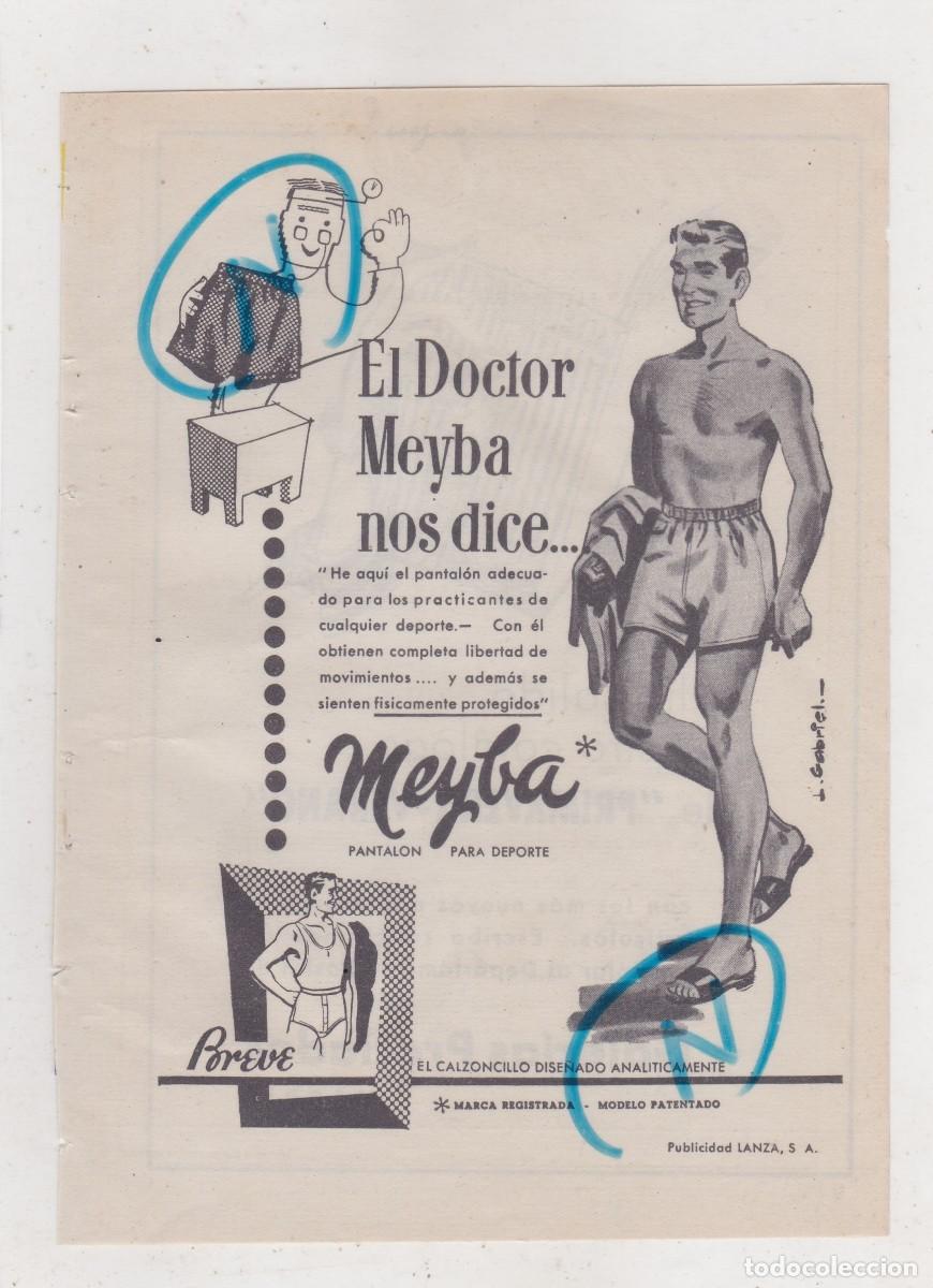 Sammeln von Zeitschriften und Zeitungen: PUBLICIDAD 1954. ANUNCIO MEYBA. PANTALON PARA DEPORTES + GALERIAS PRECIADOS (REVERSO)