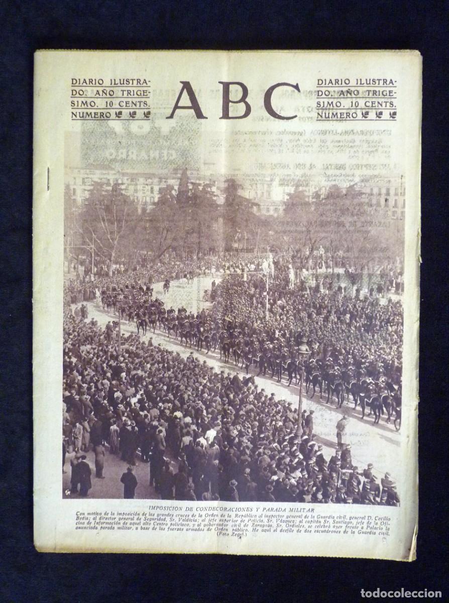 Coleccionismo de Revistas y Peri&oacute;dicos: DIARIO ABC. 8 FEBRERO 1934. II REP&Uacute;BLICA. PARADA MILITAR MADRID. DISTURBIOS PARIS. HUELGA CAMAREROS