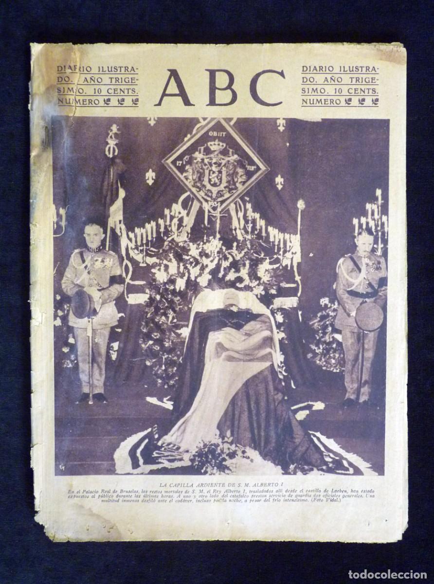 Coleccionismo de Revistas y Peri&oacute;dicos: DIARIO ABC. 23 FEBRERO 1934. II REP&Uacute;BLICA. CAPILLA ARDIENTE ALBERTO I. PELUQUER&Iacute;A. MARCHA ANTORCHAS