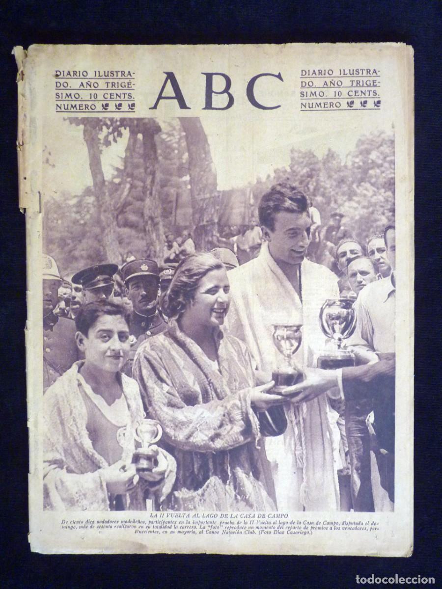Coleccionismo de Revistas y Peri&oacute;dicos: DIARIO ABC. 26 JUNIO 1934. II REP&Uacute;BLICA. II VUELTA LAGO CASA DE CAMPO. UN DISPENSARIO MODELO. BOXEO