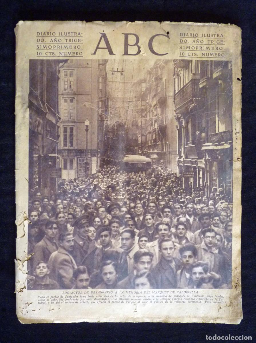 Coleccionismo de Revistas y Peri&oacute;dicos: DIARIO ABC. 12 MARZO 1935. II REP&Uacute;BLICA. SANTANDER, MARQUES VALDEVILLA. DEMOLICION P&Oacute;PULO SEVILLANO