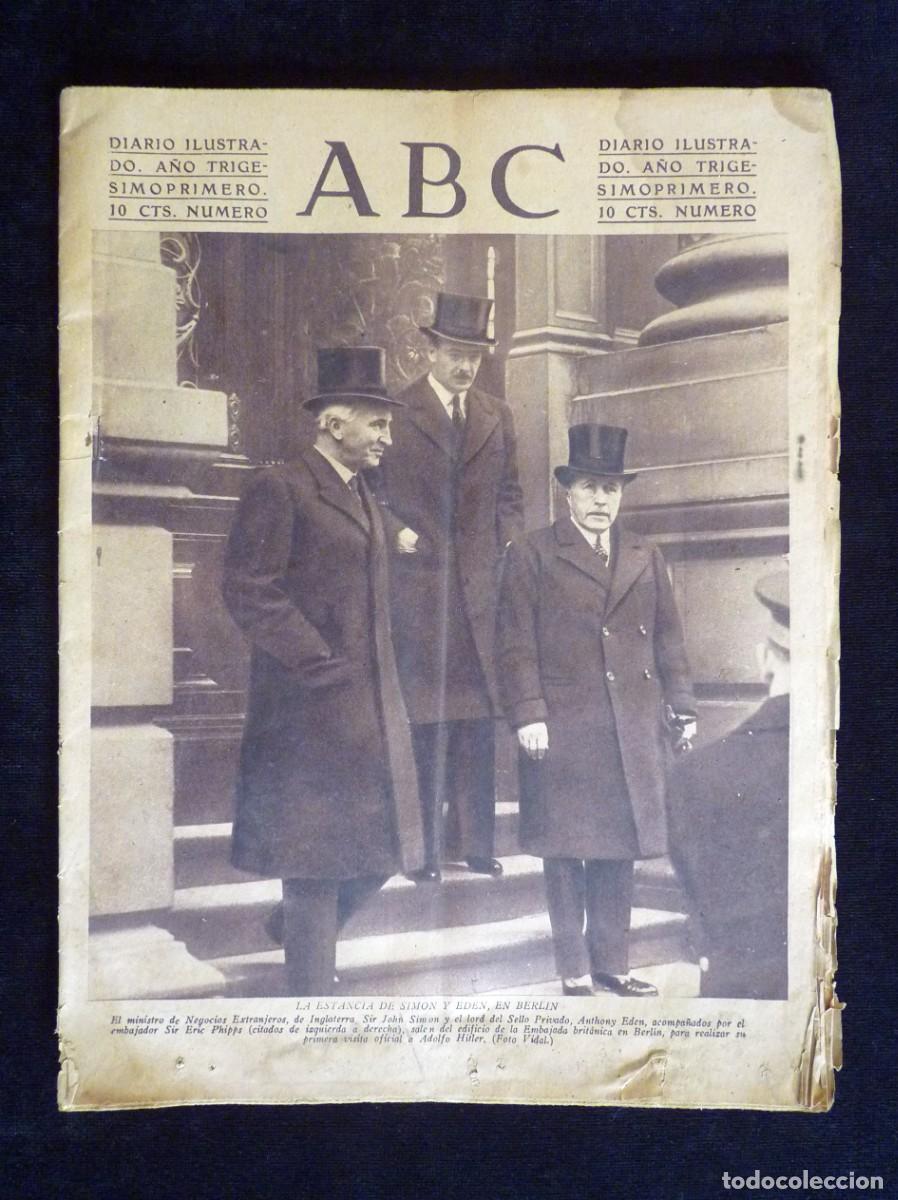 Coleccionismo de Revistas y Peri&oacute;dicos: DIARIO ABC. 29 MARZO 1935. II REP&Uacute;BLICA. SIMON Y EDEN EN BERLIN. ARTE. RUGBY. BIBLIOTECA MUNICIPAL M