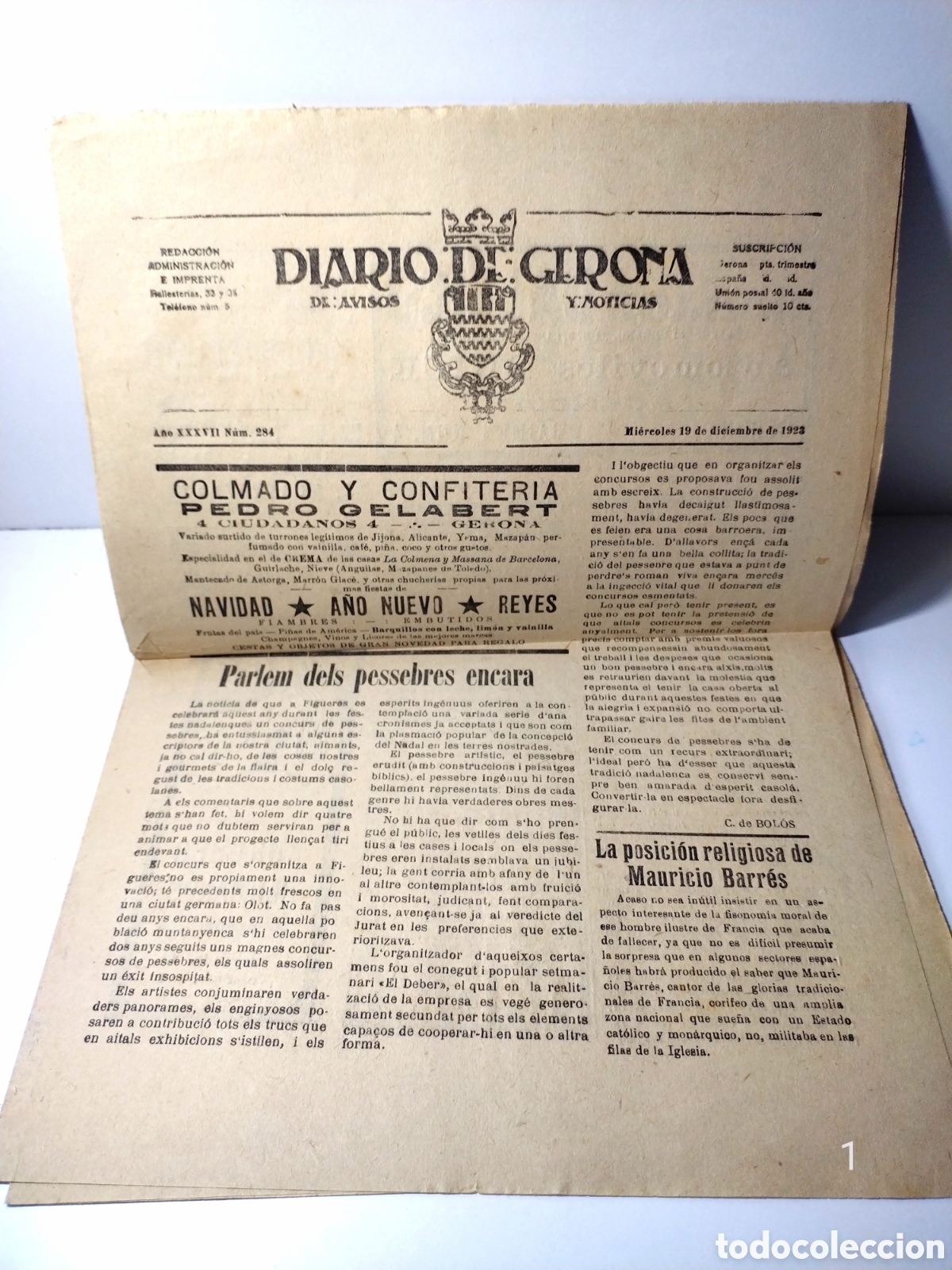 Sammeln von Zeitschriften und Zeitungen: Diario de Gerona {1923}.