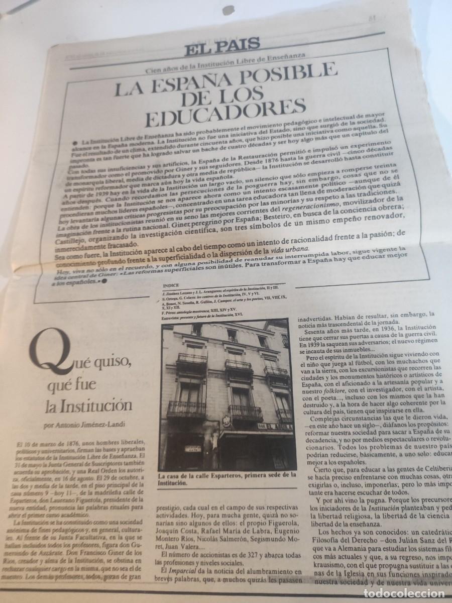 Sammeln von Zeitschriften und Zeitungen: Separata El Pais. 30 junio 1976. La Espa&ntilde;a posible de los educadores