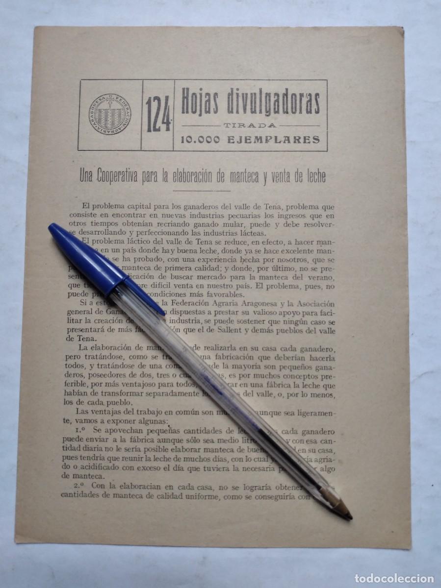 Sammeln von Zeitschriften und Zeitungen: VALLE DE TENA UNA COOPERATIVA PARA LA ELABORACI&Oacute;N DE MANTECA Y VENTA DE LECHE 1918 ??