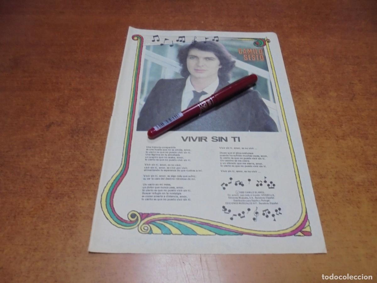 Coleccionismo de Revistas y Peri&oacute;dicos: CLIPPING 1981: CAMILO SESTO Y VIVIR SIN TI, LETRA.