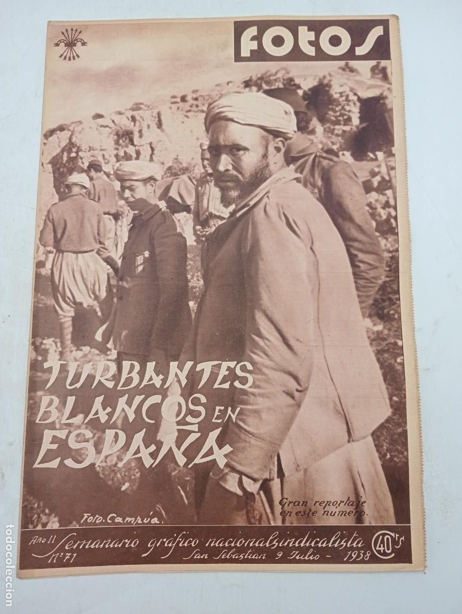 Collezionismo di Riviste e Giornali: FOTOS. SEMANARIO GRAFICO NACIONALSINDICALISTA. 9 JUL 1938. A&Ntilde;O II. N&ordm;71. TURBANTES BLANCOS..LEER
