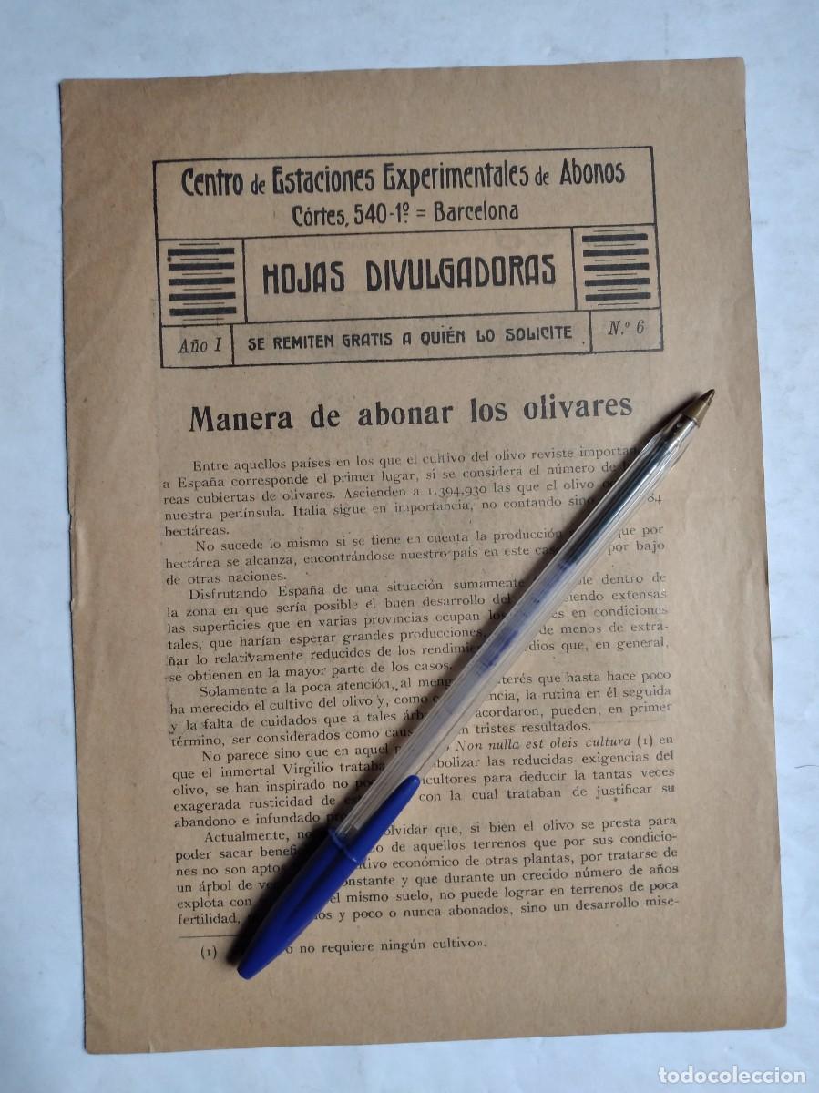 Colecionismo de Revistas e Jornais: MANERA DE ABONAR LOS OLIVARES CENTRO DE ESTACIONES EXPERIMENTALES DE ABONOS N&ordm; 6 HOJAS DIVULGADORAS