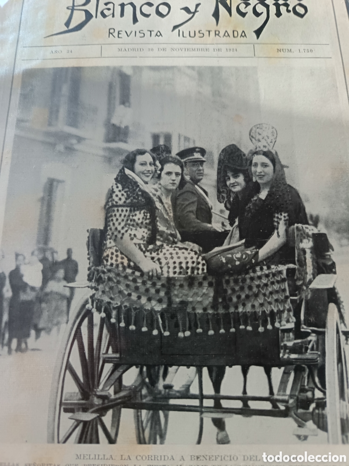 Coleccionismo de revistas y peri&oacute;dicos: Corrida a favor de la Legi&oacute;n en melilla 1924 recorte (R6064) revista Blanco y Negro ese a&ntilde;o